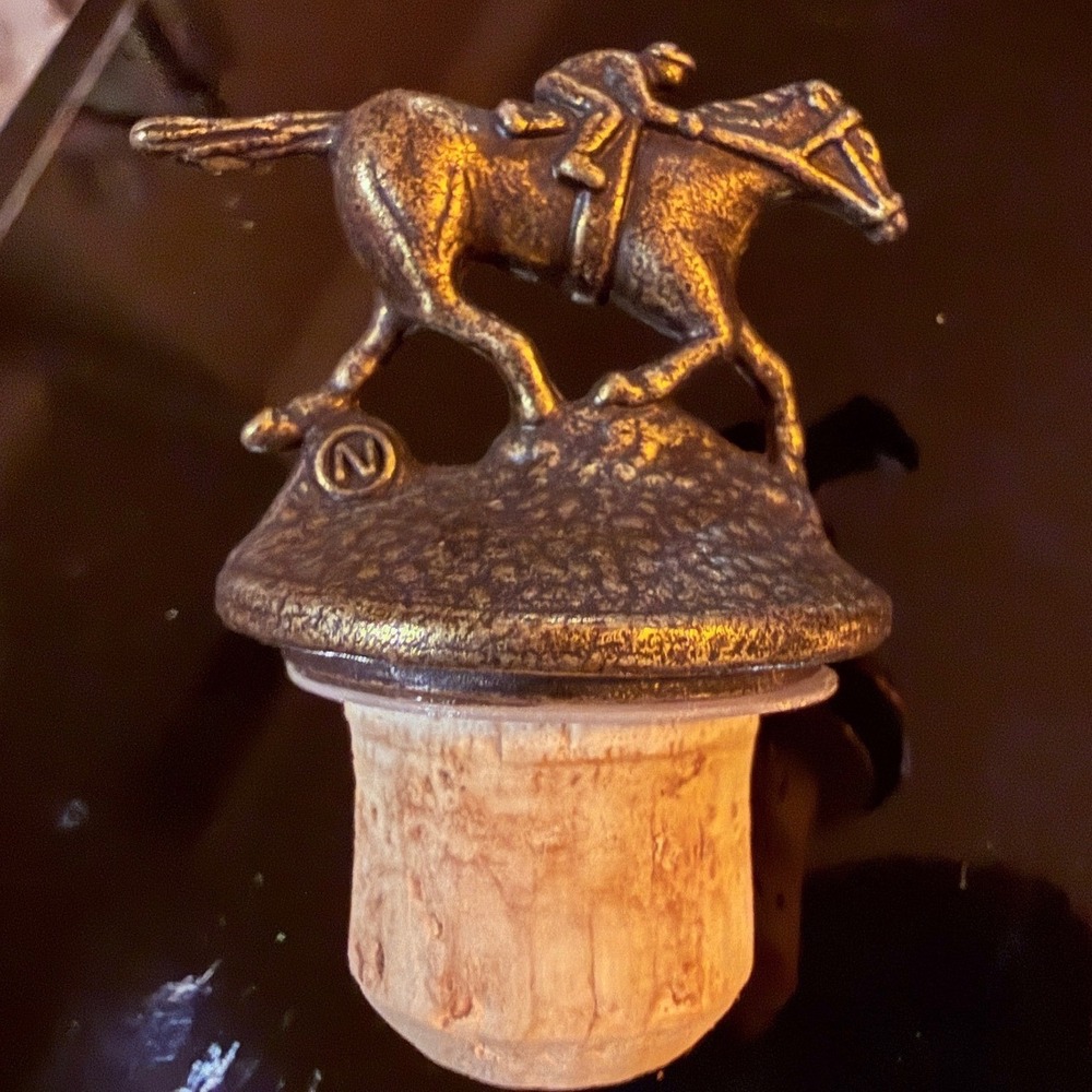 Blanton's Bourbon Bottle Stopper Letter N Horse Jockey Bronze Equestrian